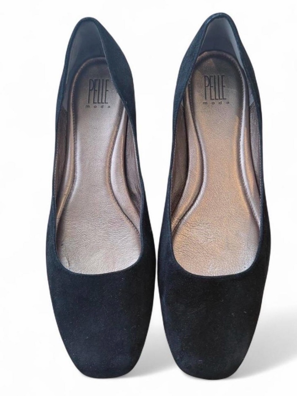 Pelle Moda Black Suede Square-Toe Ballet Flats, size 11